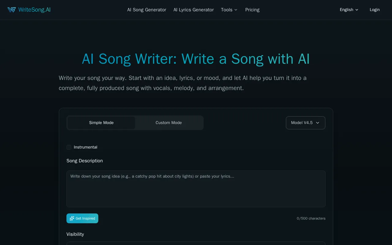 WriteSong AI — preview screenshot