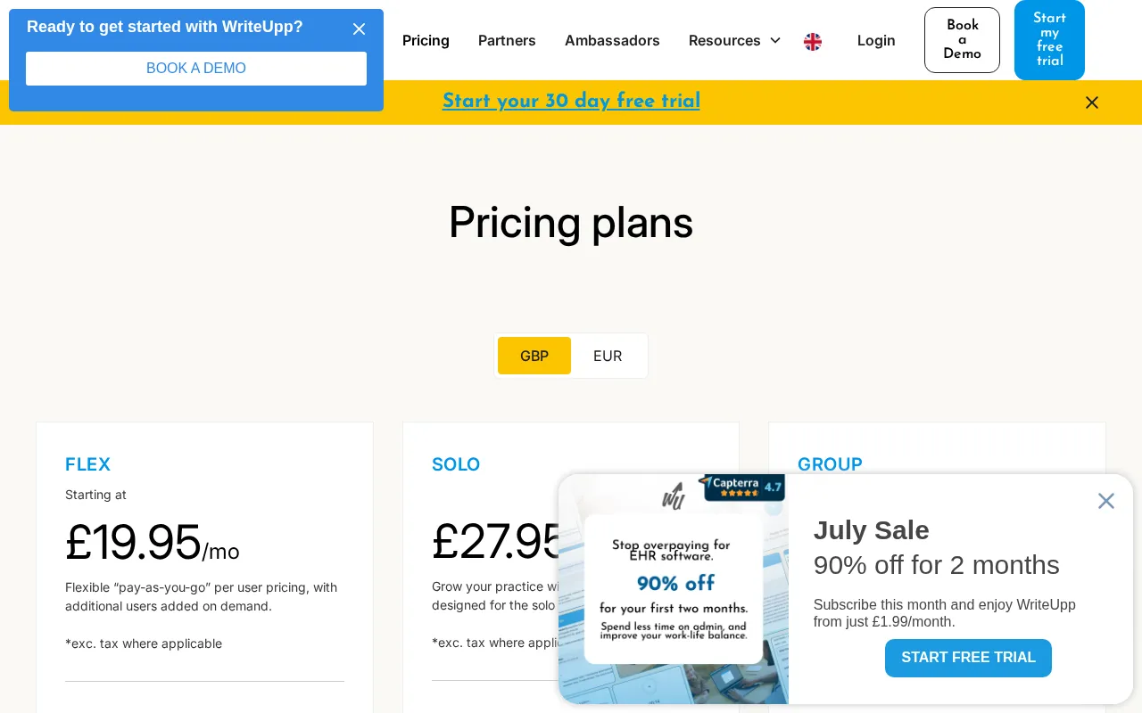 writeupp — pricing page