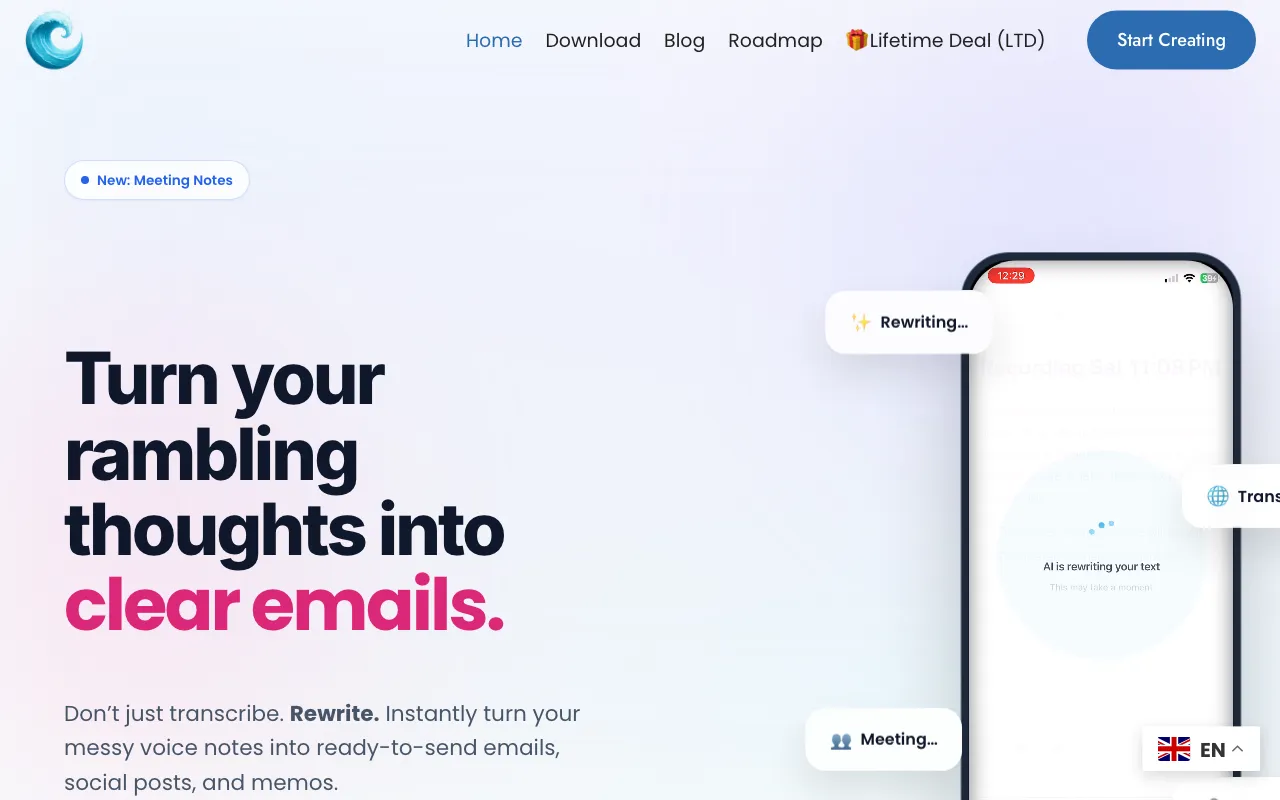 WriteVoice — preview screenshot