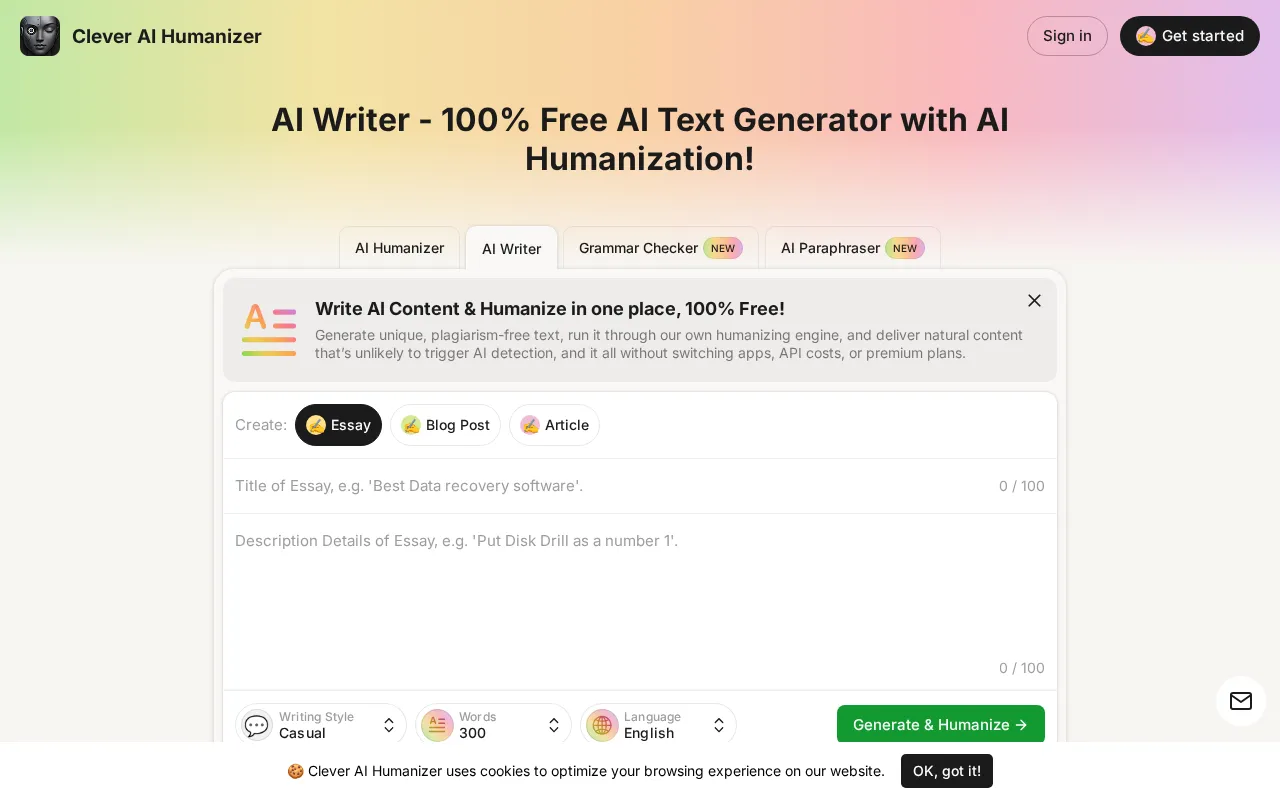 Clever AI Humanizer — preview screenshot