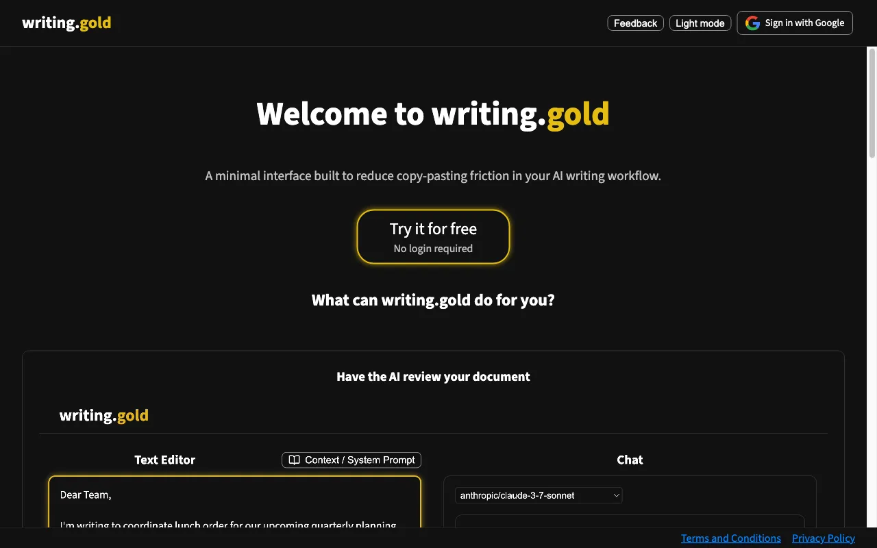 writing.gold — preview screenshot