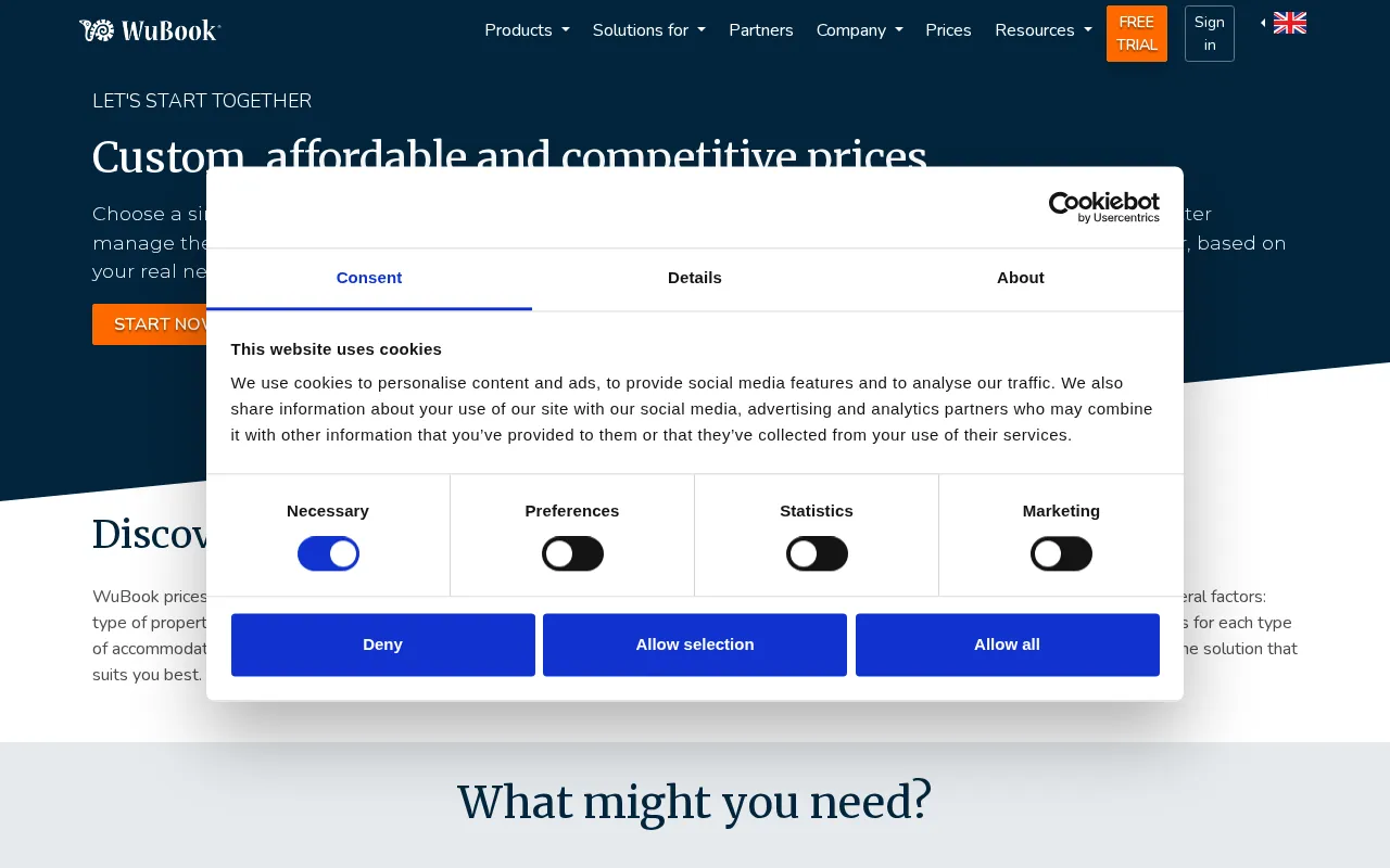 WuBook — pricing page