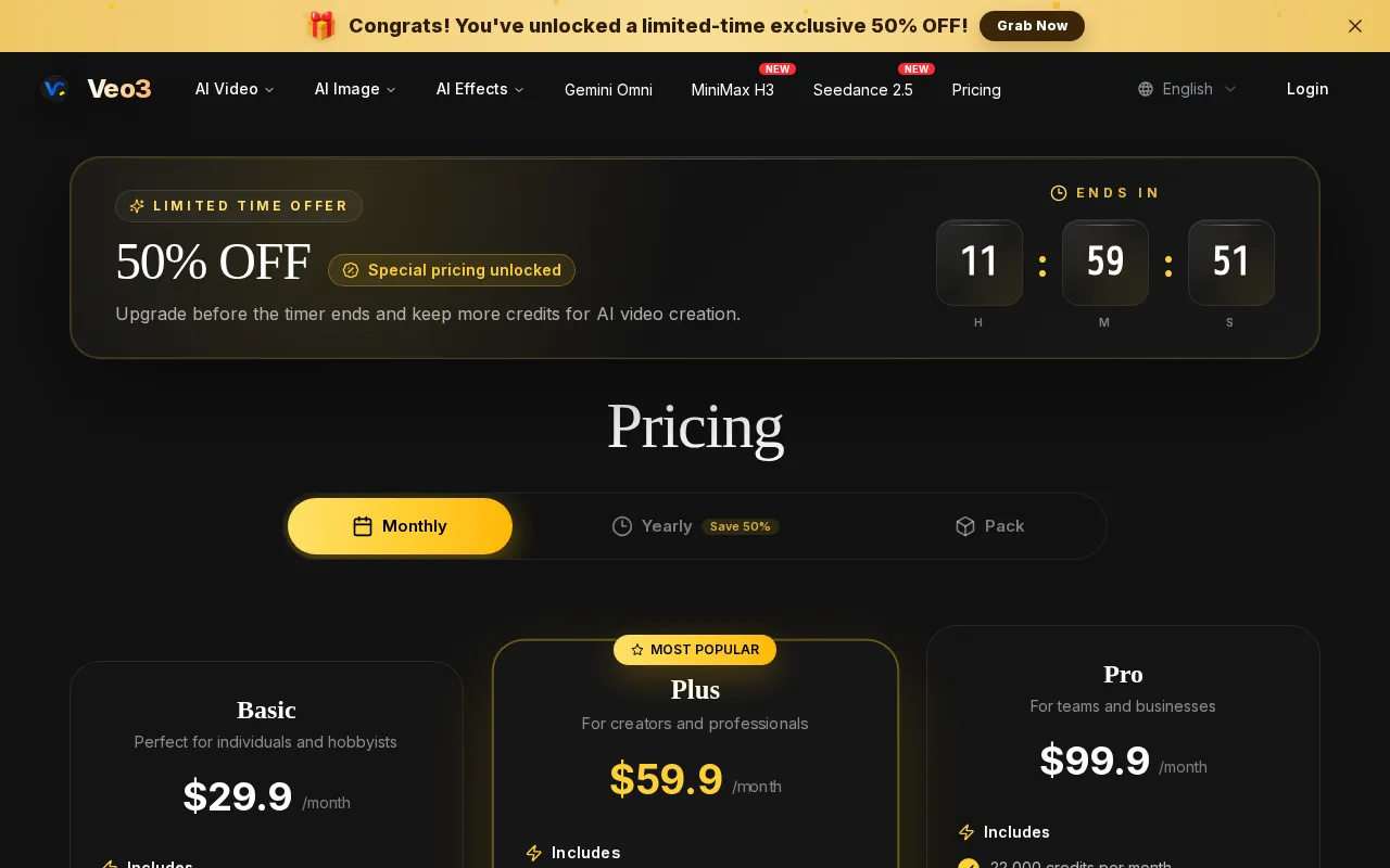 www-veo3.com — pricing page