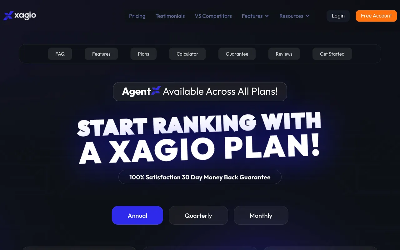 Xagio — pricing page