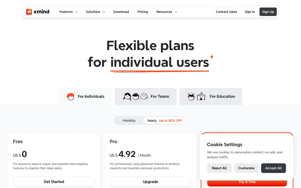 Xmind AI — pricing page