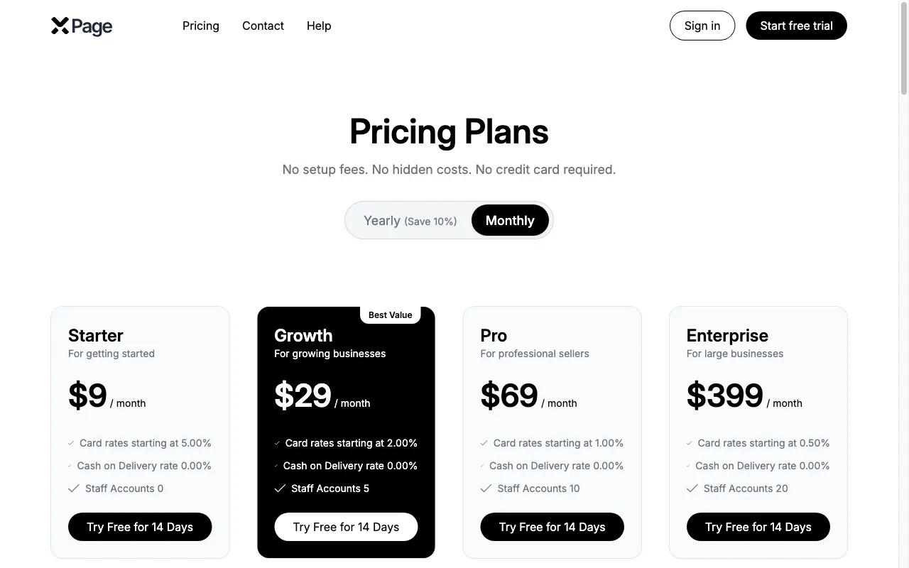 xPage — pricing page