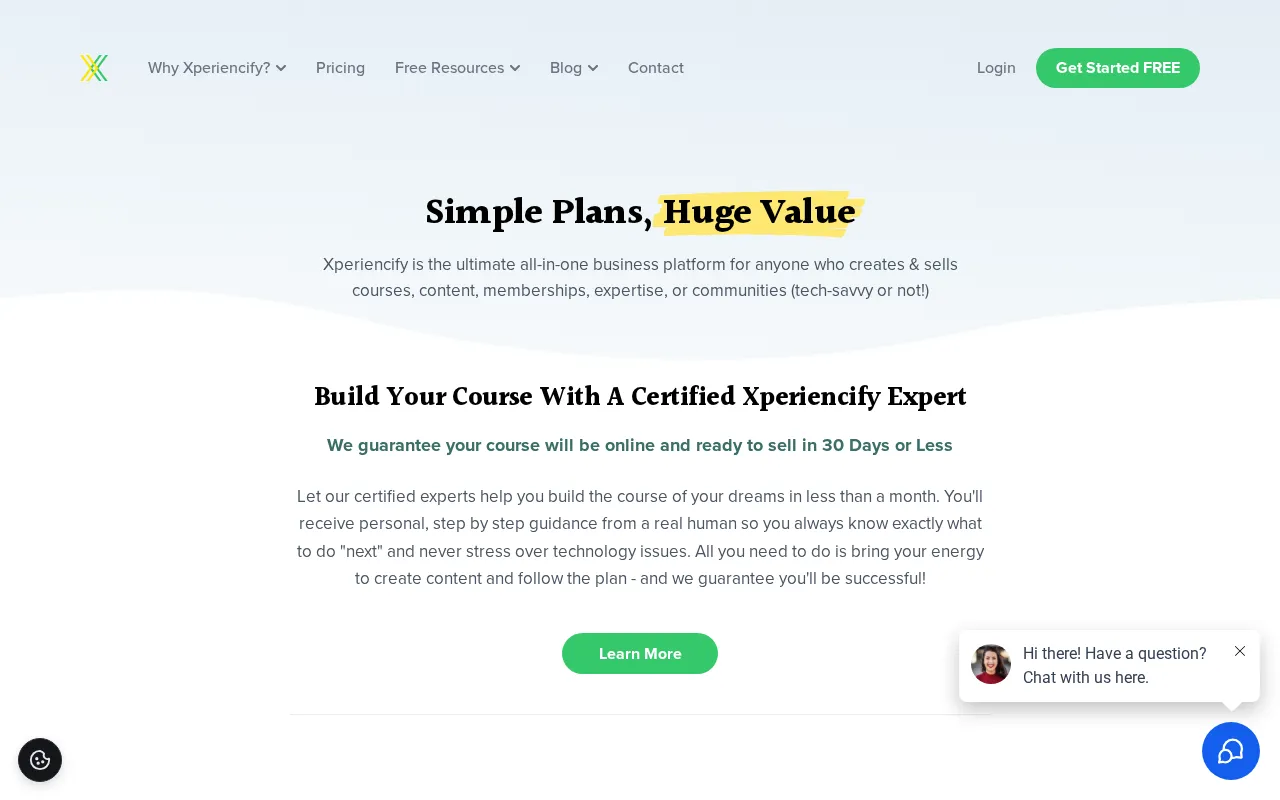 Xperiencify — pricing page