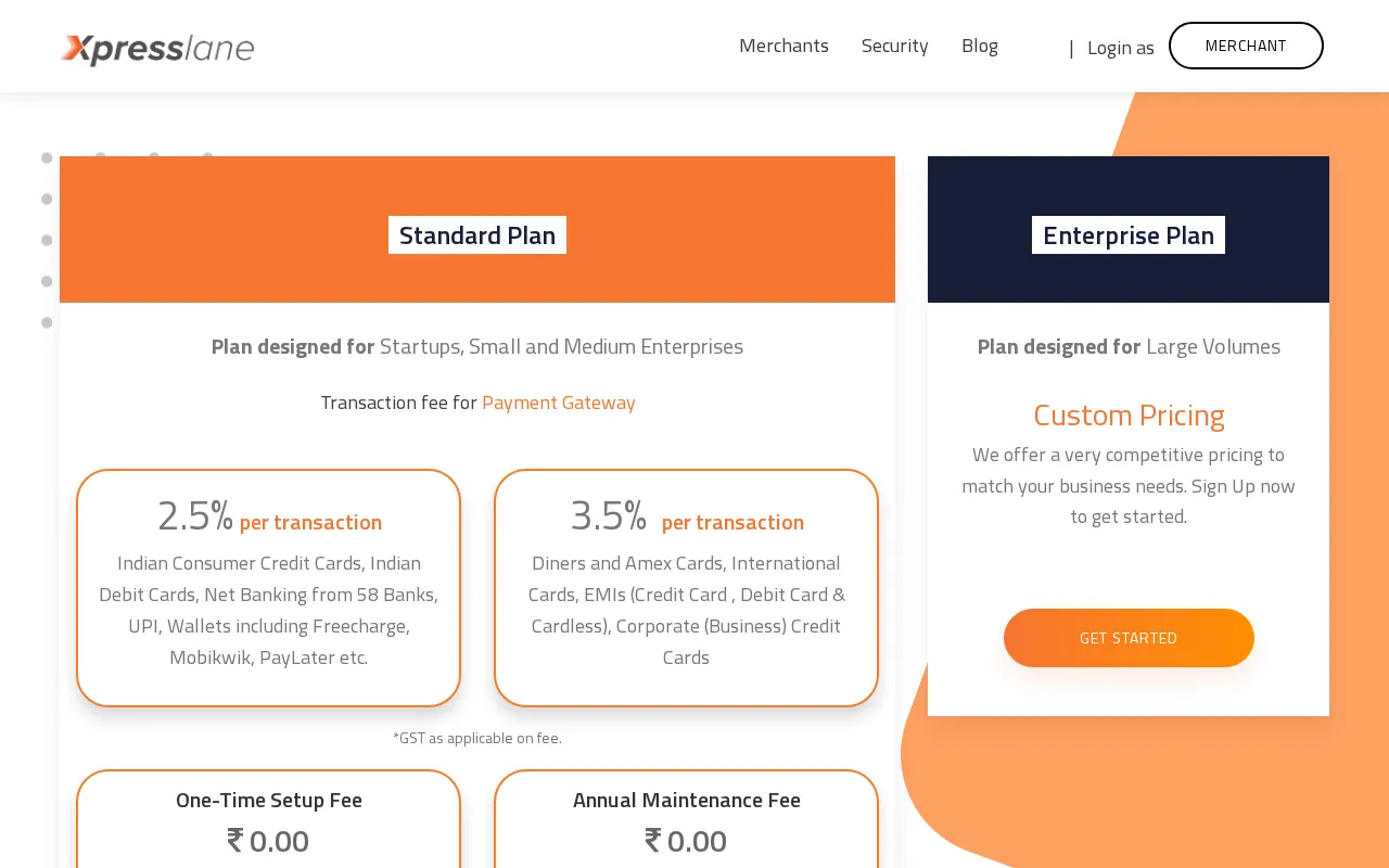 Xpresslane — pricing page