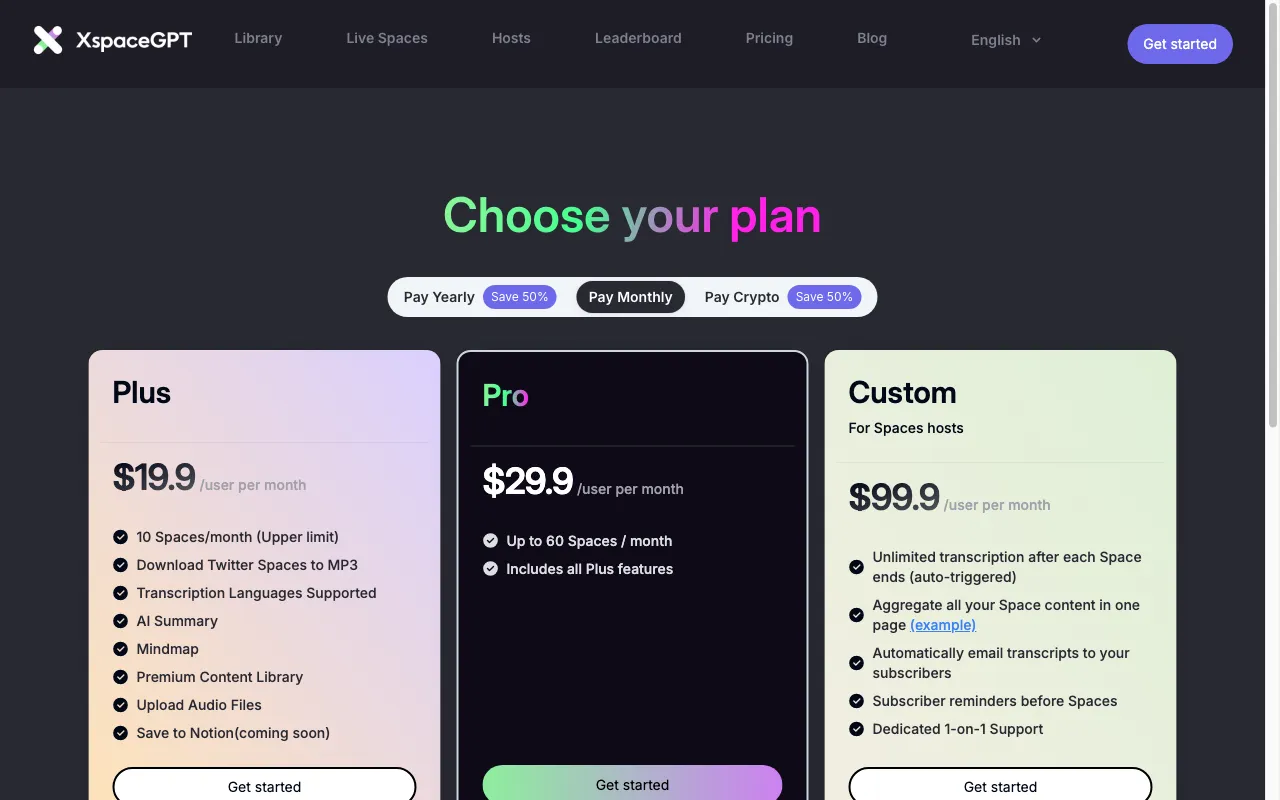 XspaceGPT — pricing page