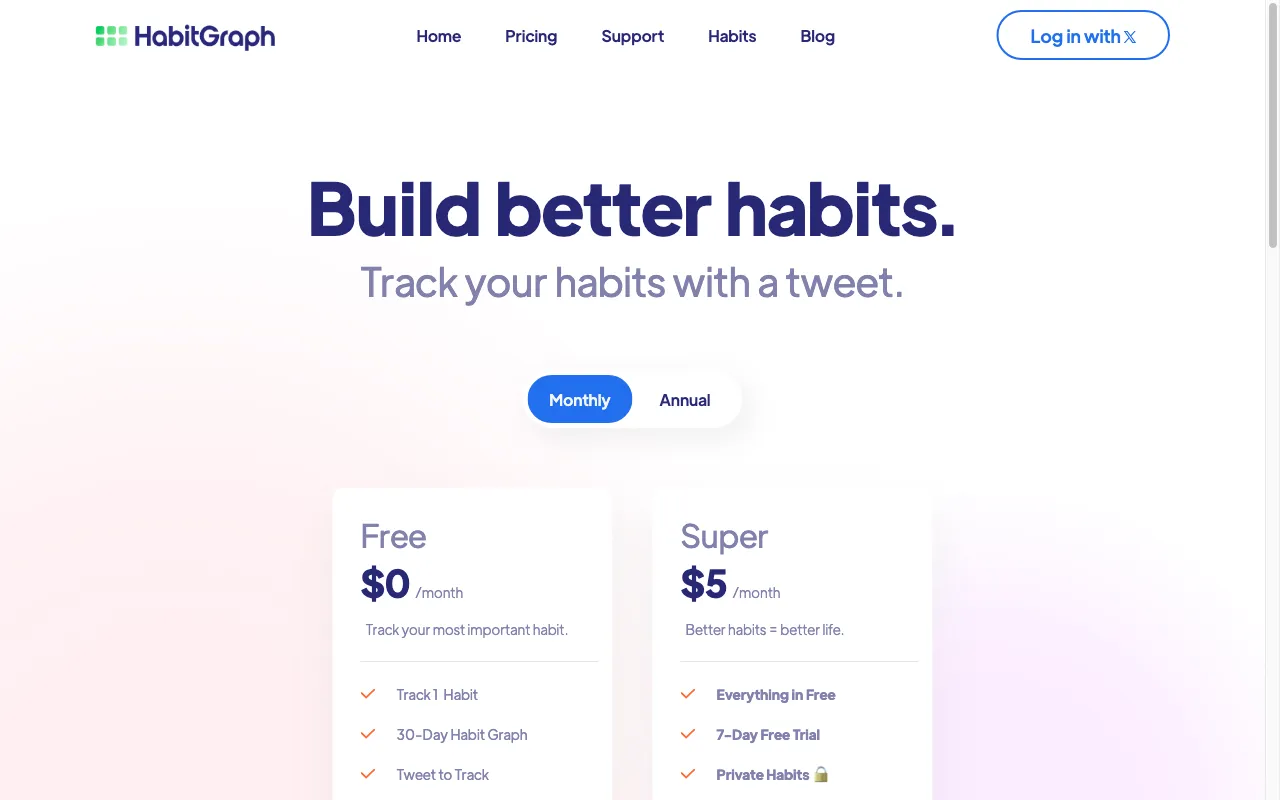HabitGraph — pricing page