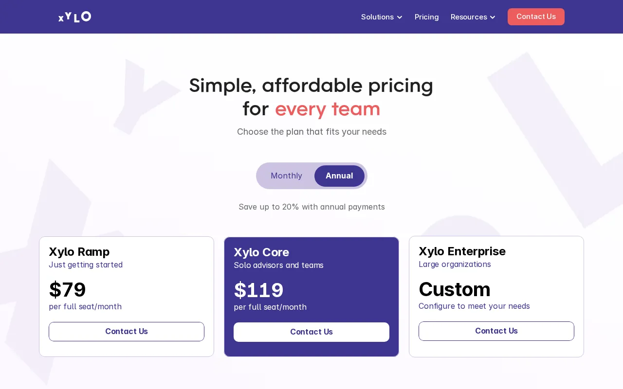 Xylo AI — pricing page