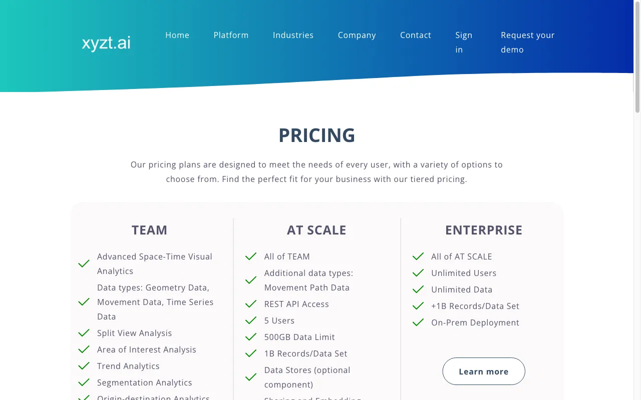xyzt.ai — pricing page