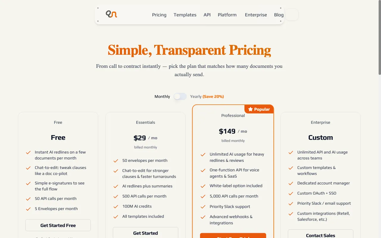 Yanna - Legal AI Assistant — pricing page