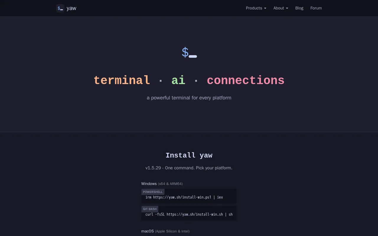 Yaw Terminal — preview screenshot