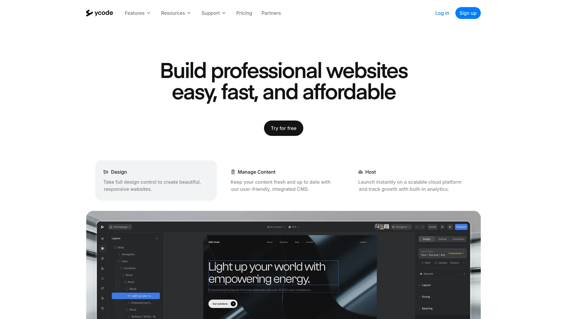 Ycode — preview screenshot