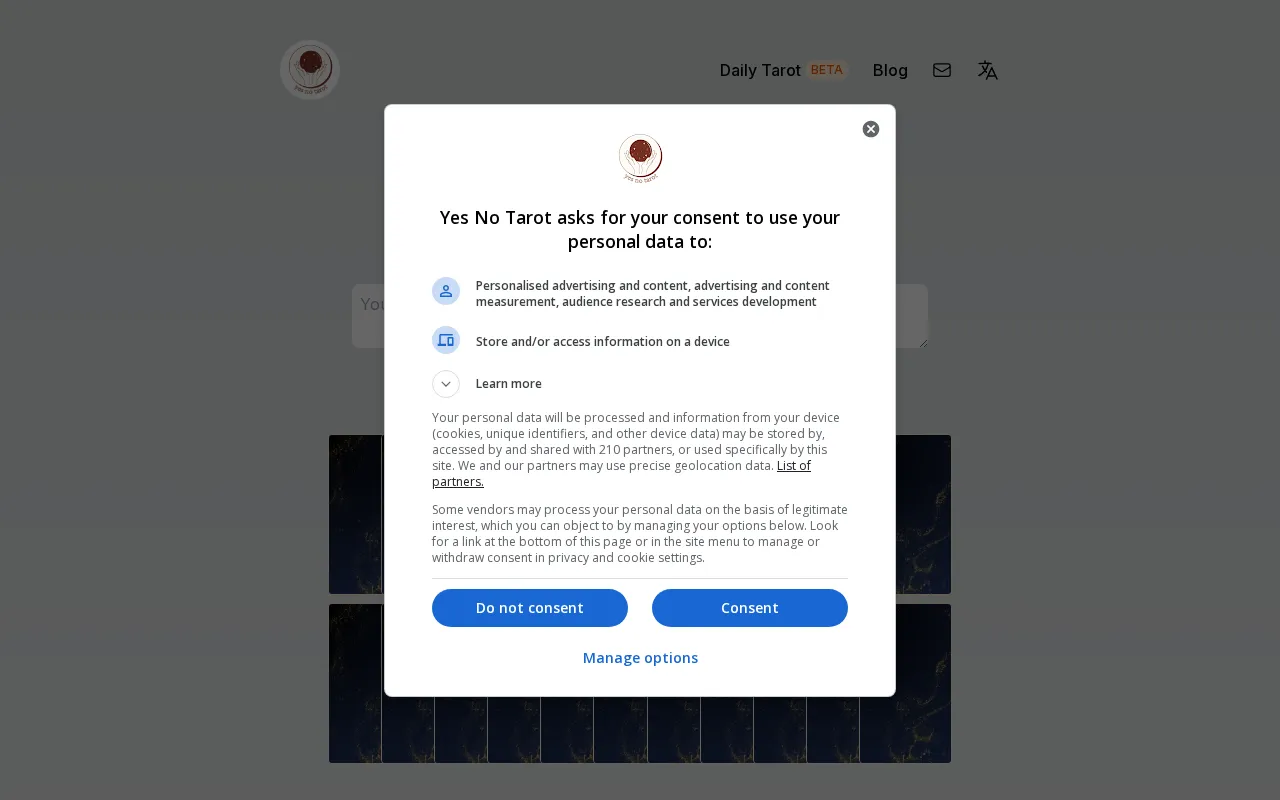 Yes No Tarot — preview screenshot