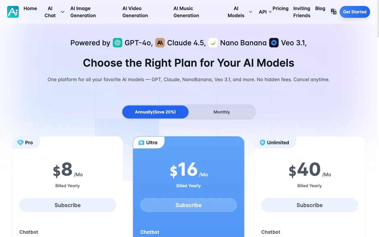 YesChat — pricing page