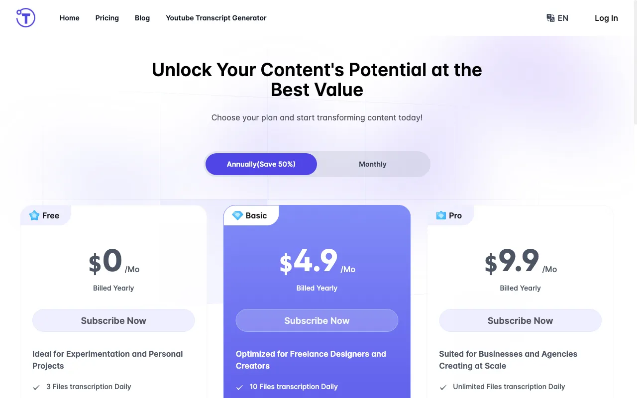 Yescribe.ai — pricing page