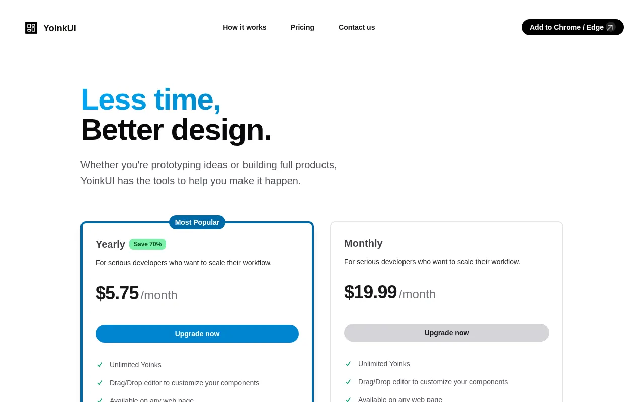 YoinkUI — pricing page