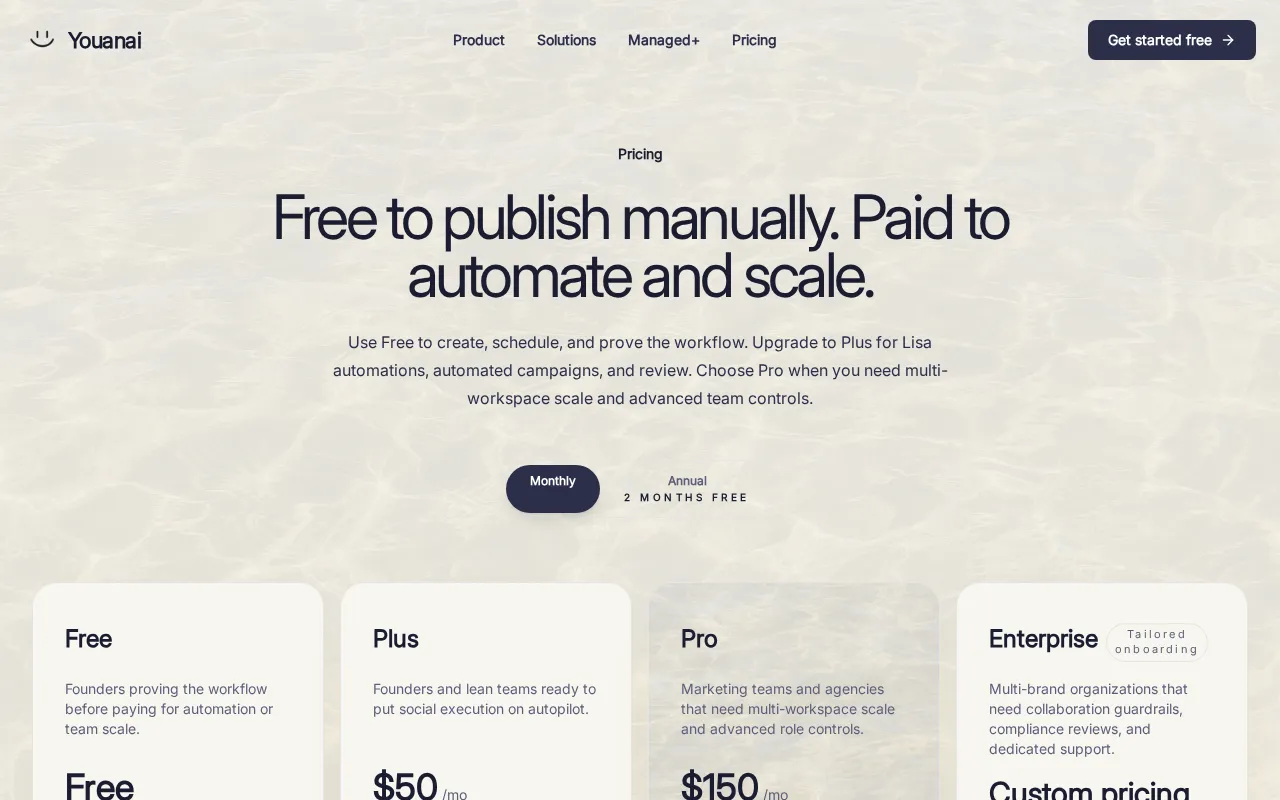 Youanai — pricing page