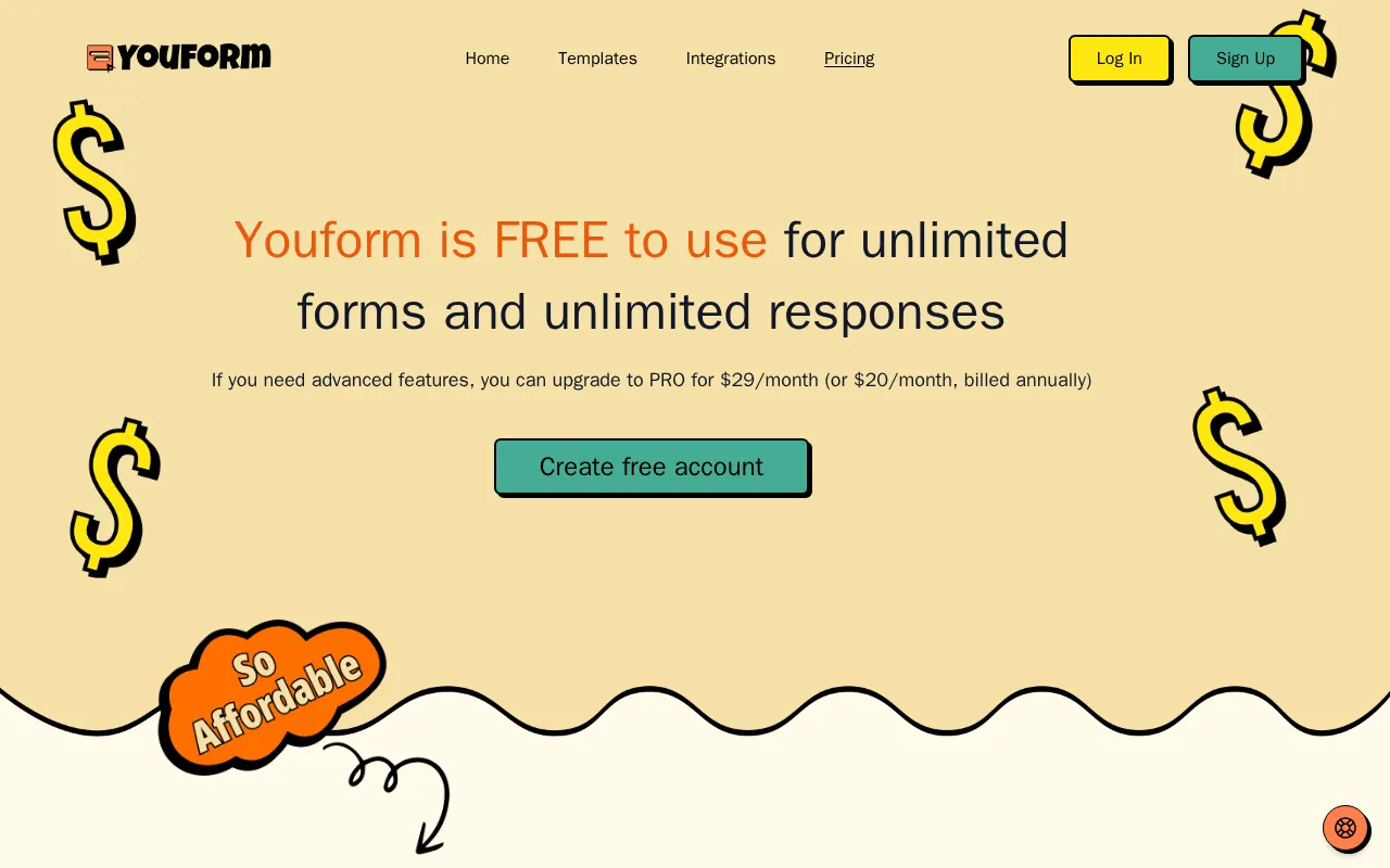 Youform — pricing page