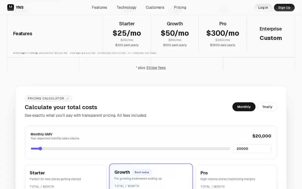 Your Next Store — pricing page