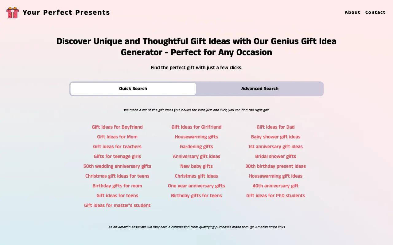 Your perfect presents — preview screenshot