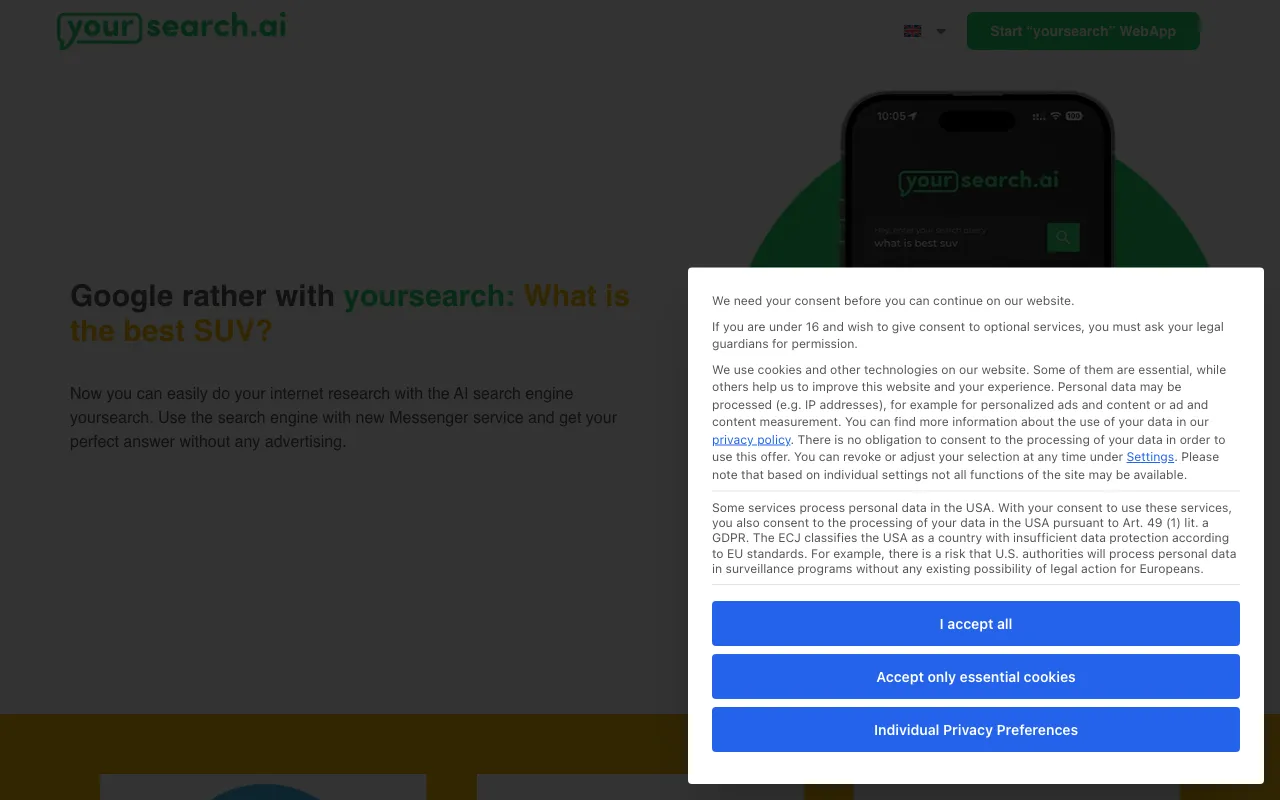 yoursearch.ai — preview screenshot
