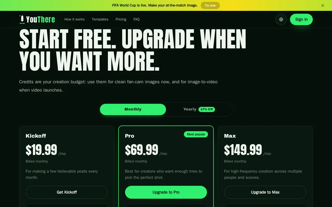 YouThere — pricing page