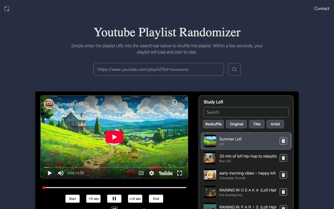 Youtube Playlist Randomizer — preview screenshot