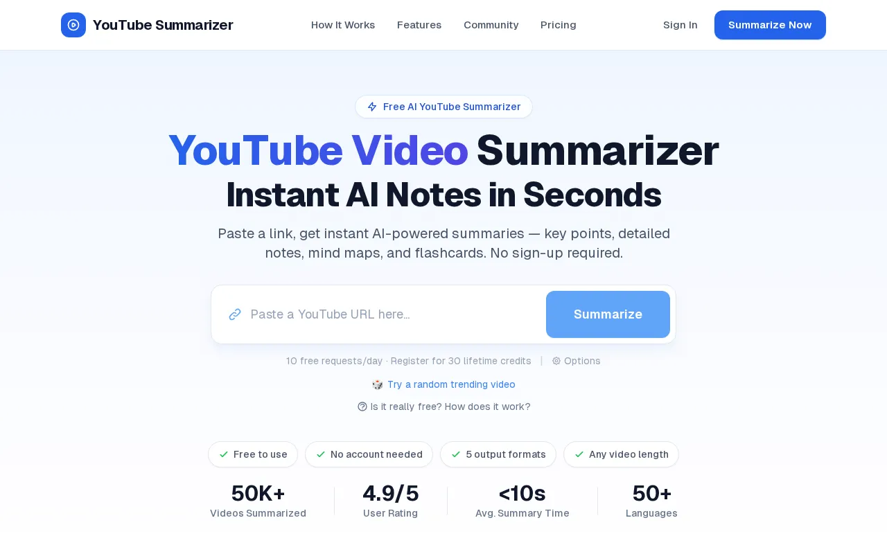 YouTube Summarizer — preview screenshot