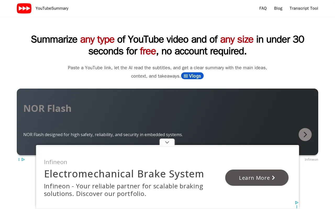 YouTubeSummary — preview screenshot