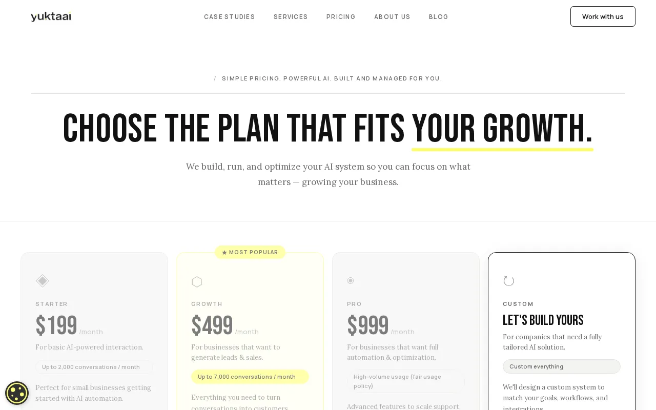 YUKTAAI — pricing page