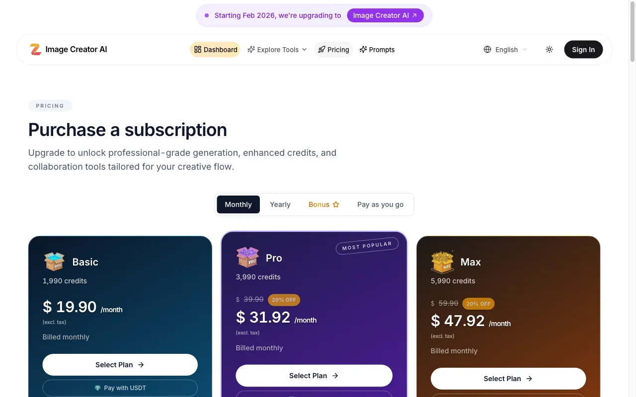 Z Image Turbo AI — pricing page