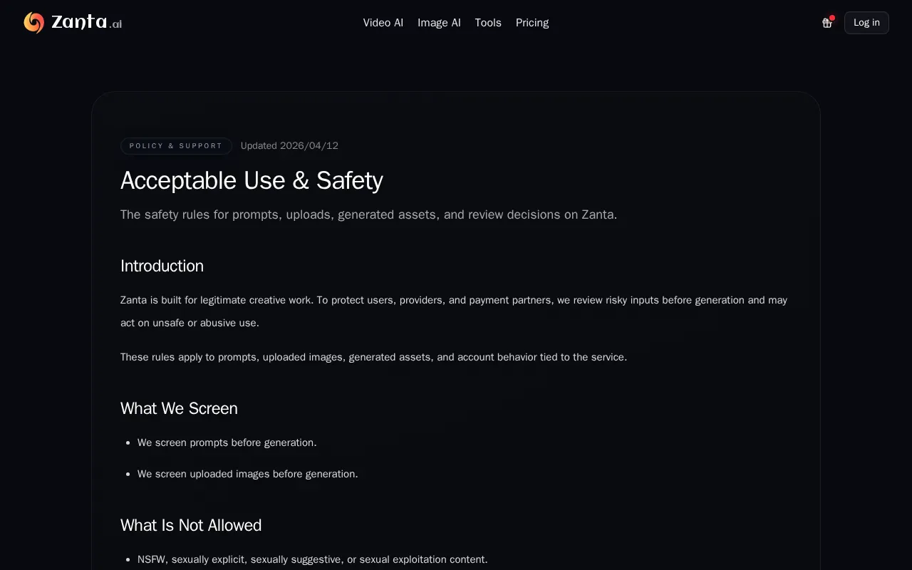 Zanta AI — pricing page