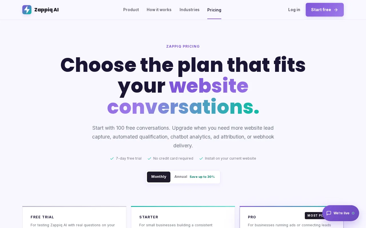 Zappiq AI — pricing page