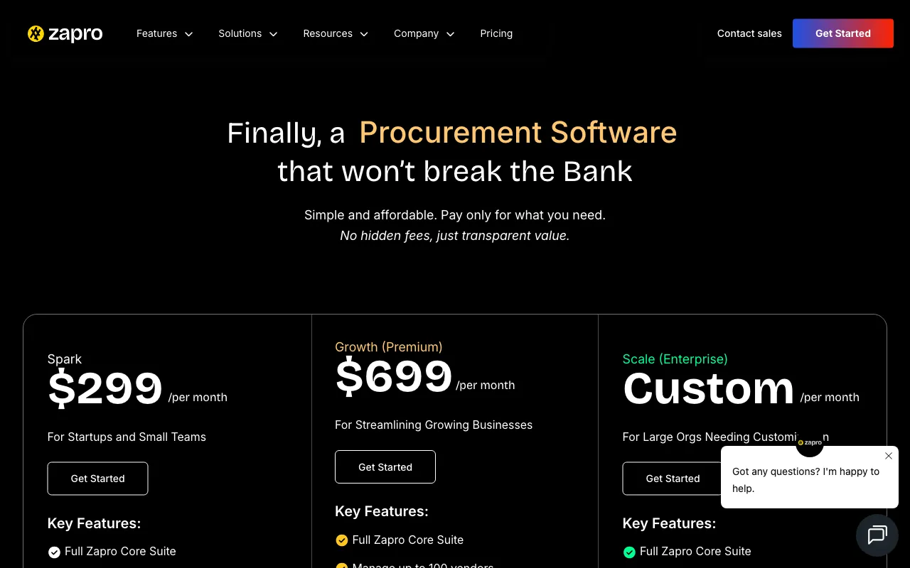 ZAPRO AI — pricing page