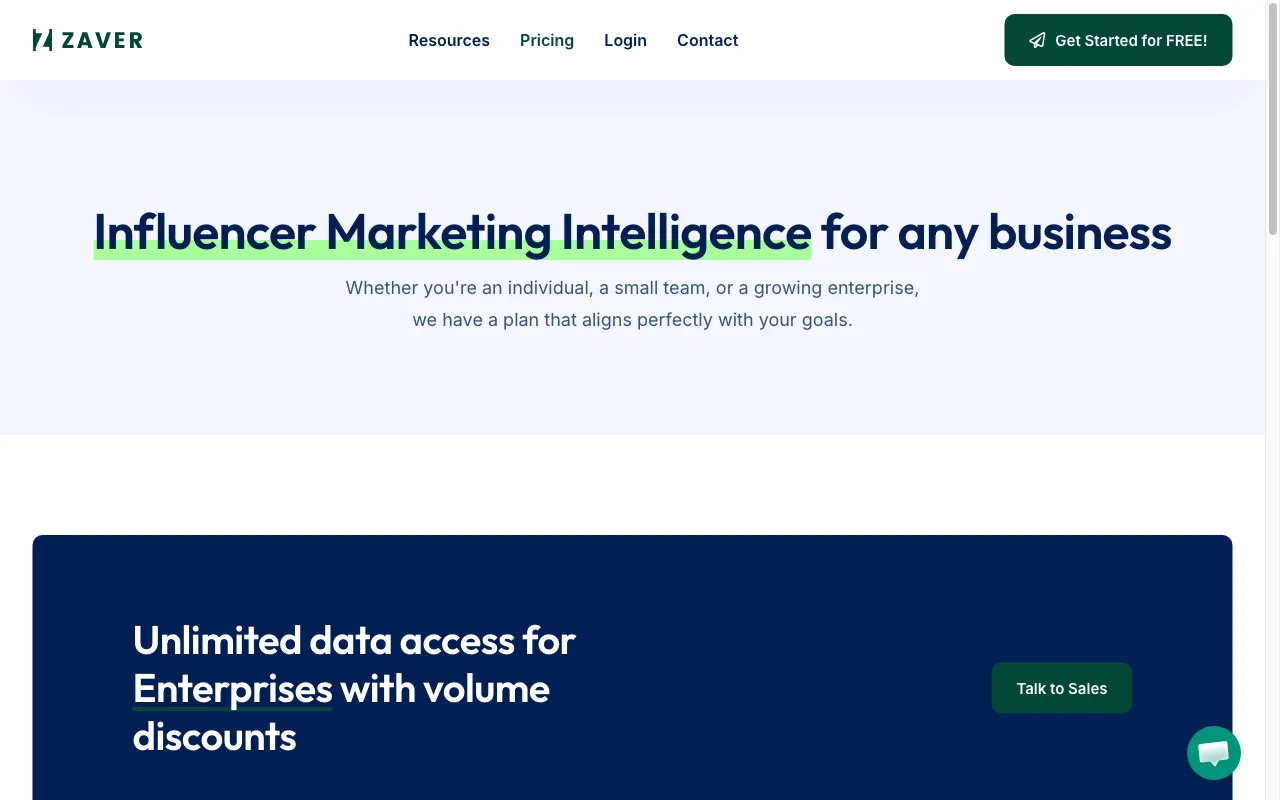 Zaver — pricing page