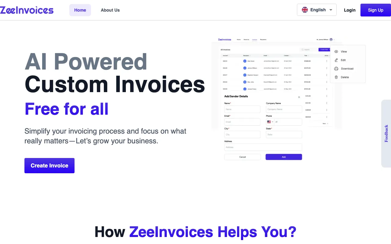ZeeInvoices — preview screenshot
