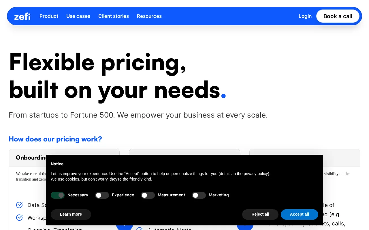 Zefi.ai — pricing page