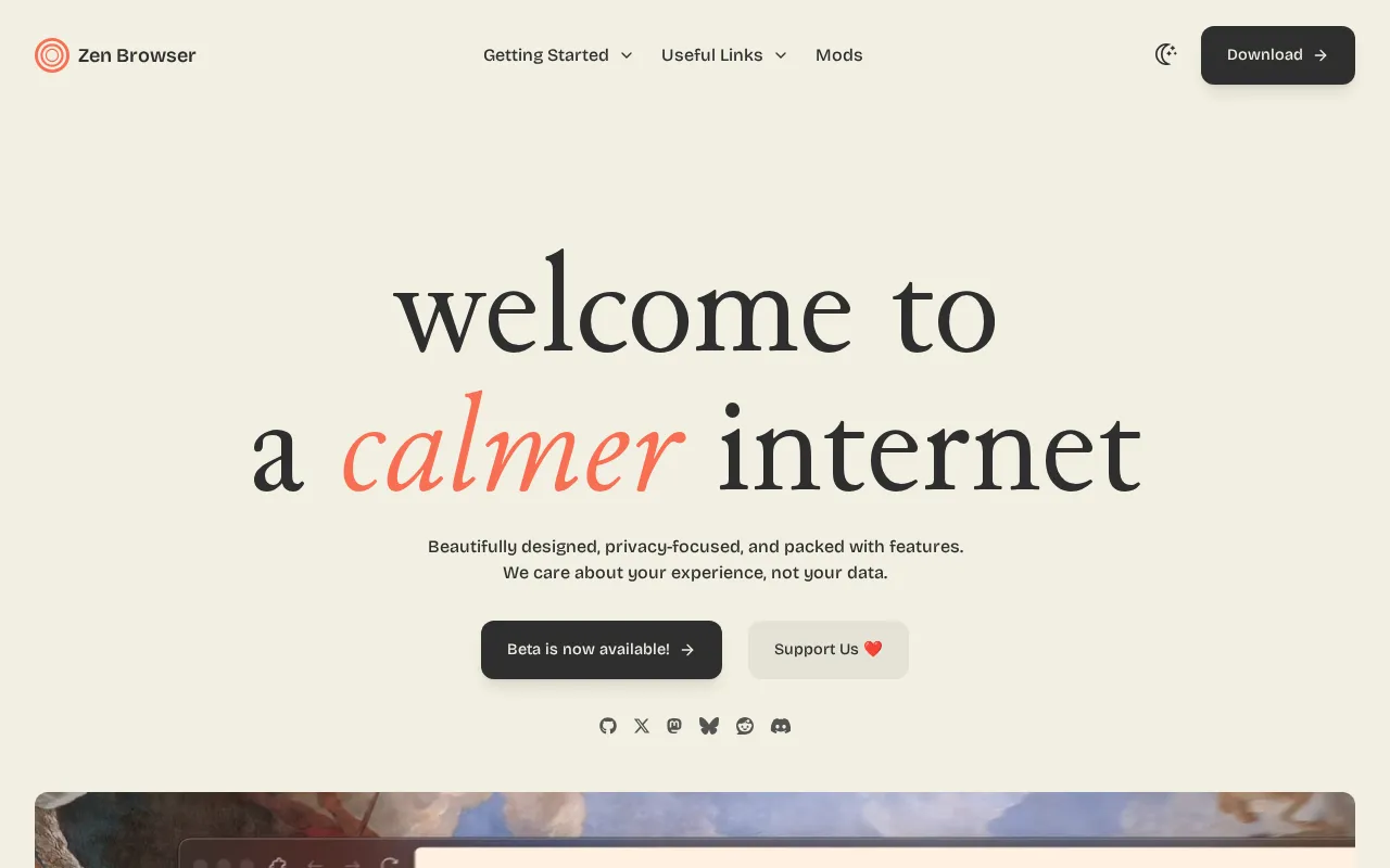 Zen Browser — preview screenshot