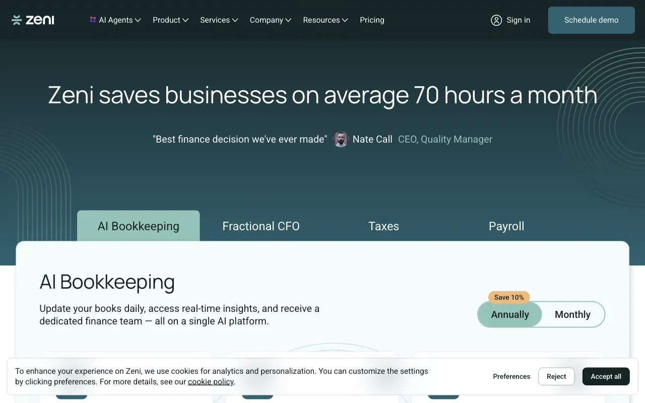 zeni.ai — pricing page