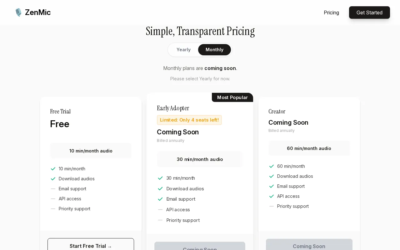 ZenMic — pricing page