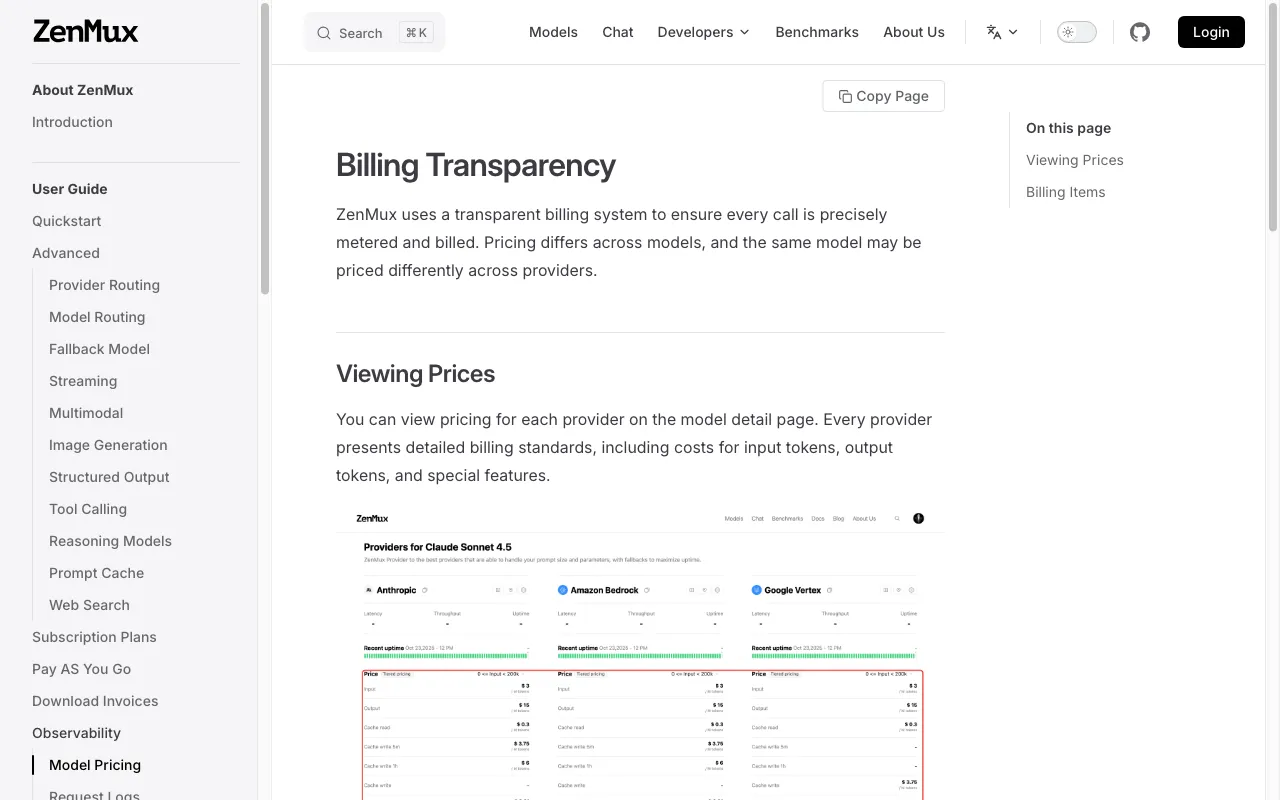 ZenMux — pricing page