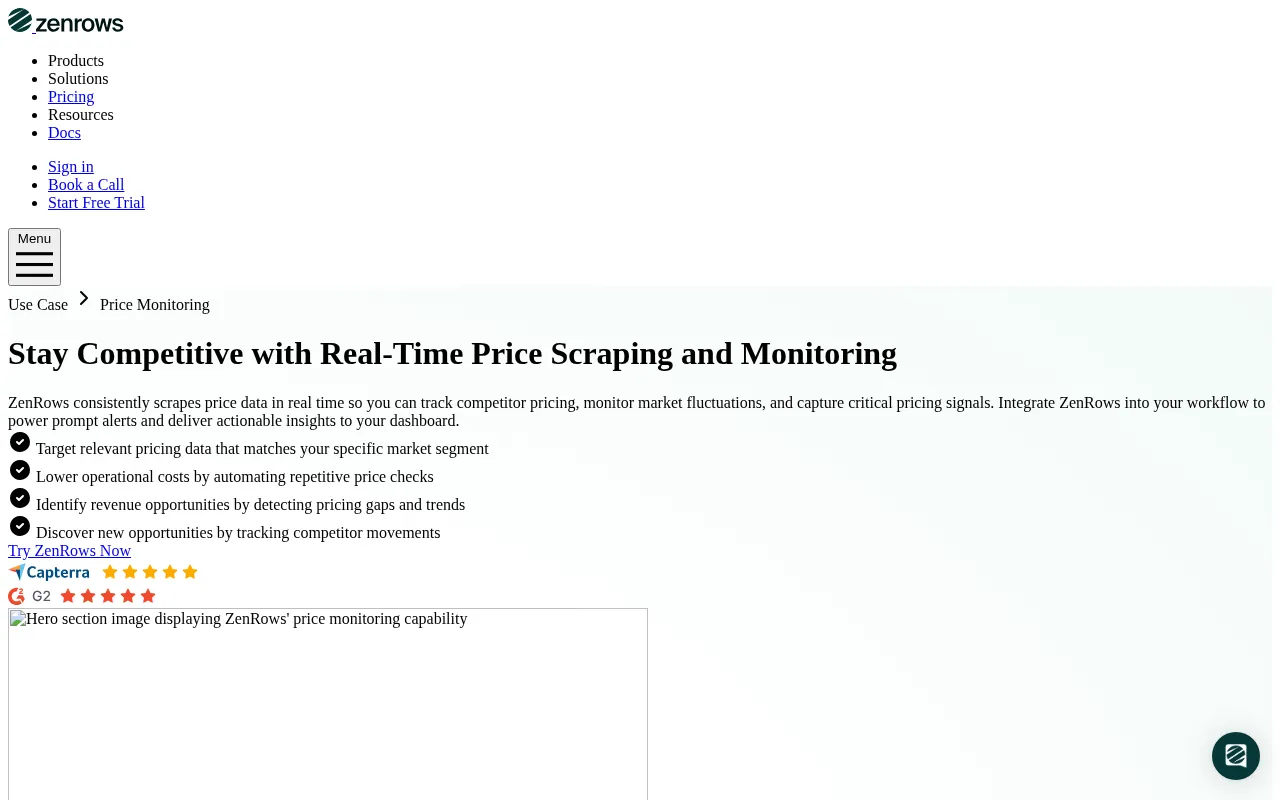 Zenrows — pricing page