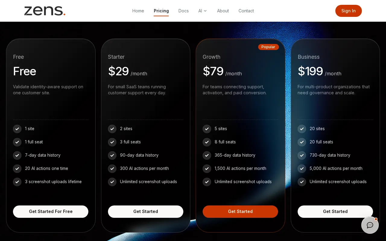 Zens AI — pricing page