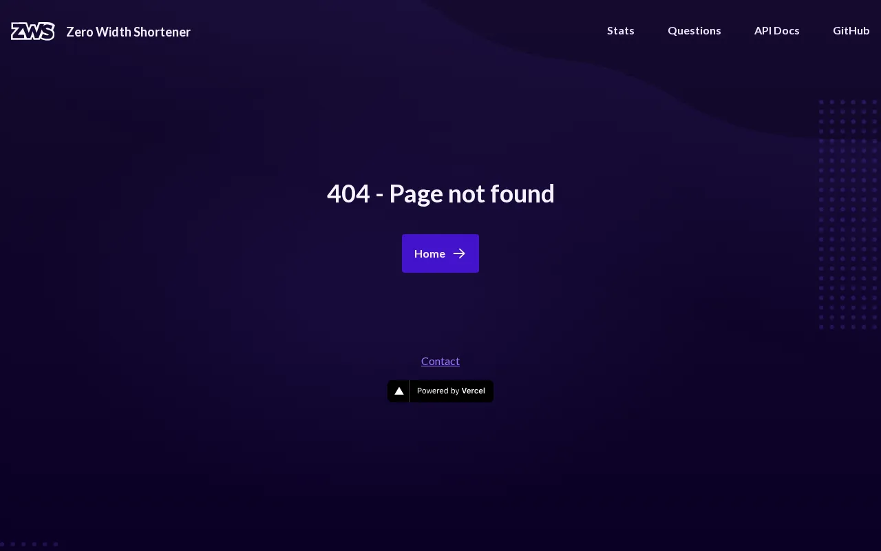 Zero Width Shortener — pricing page
