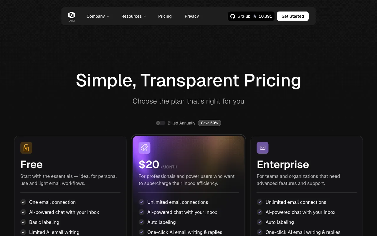 Zero — pricing page