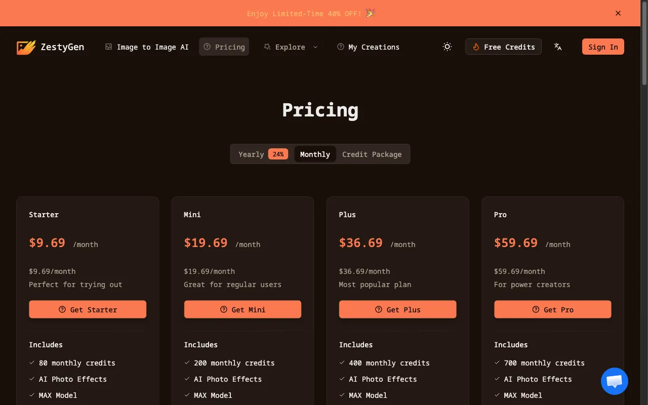 ZestyGen — pricing page