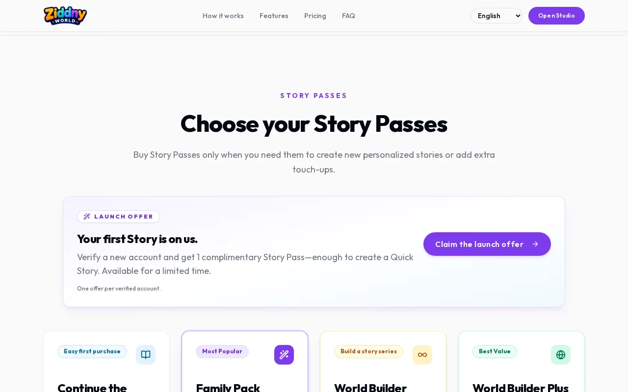 Ziddny World — pricing page